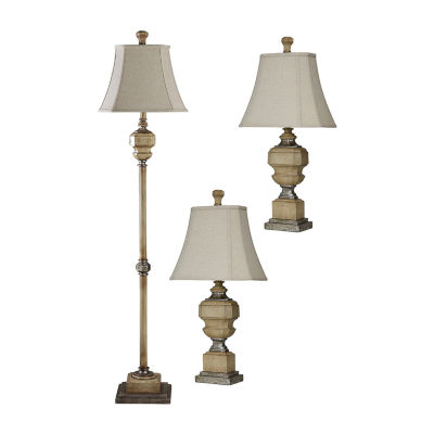 StyleCraft 30.5 in. Antique Brass Table Lamp with White Softback Silk  Fabric Shade L323407DS - The Home Depot