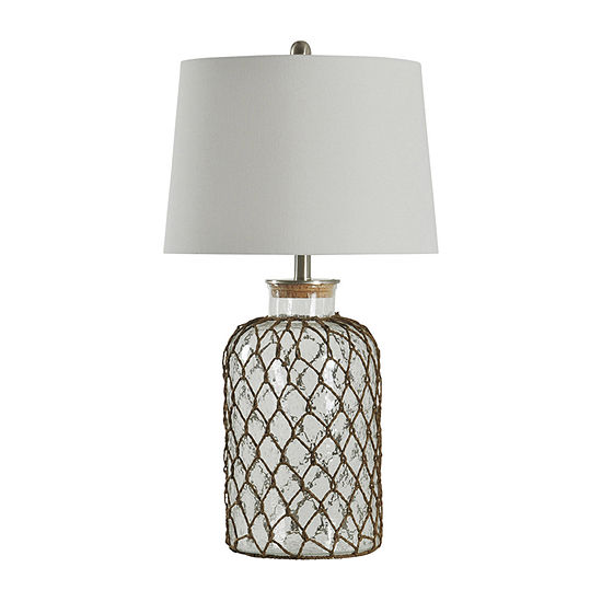 Stylecraft Roped Coastal Seeded Glass Table Lamp