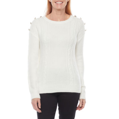 Liz Claiborne Womens Crew Neck Long Sleeve Pullover Sweater