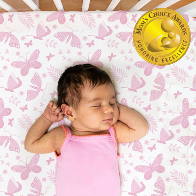 The Peanutshell Pink Butterfly 4-pc. Crib Sheet