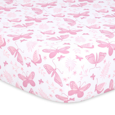 The Peanutshell Pink Butterfly 4-pc. Crib Sheet