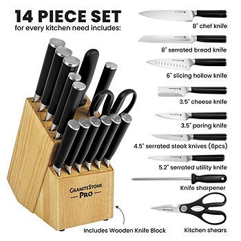  Kitchen Knife Set,15-Piece Knife Set With Block Wooden