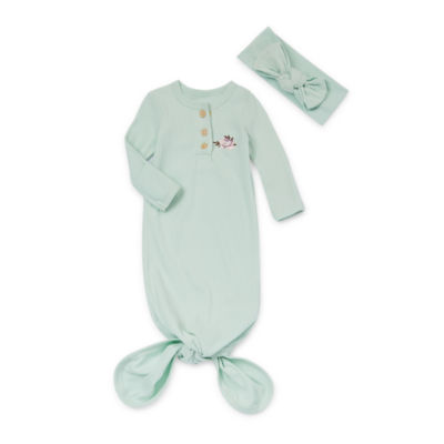 Baby Essentials 0-3 Months Knotted Baby Boys Crew Neck Long Sleeve 2-pc. Nightgown