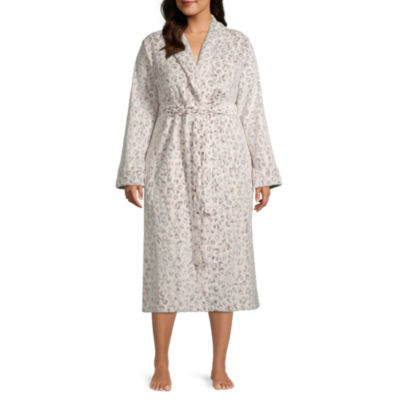 Liz Claiborne Womens Plus Long Sleeve Long Length Plush Robe