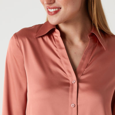 Worthington Tall Womens Long Sleeve Regular Fit Button-Down Shirt - JCPenney