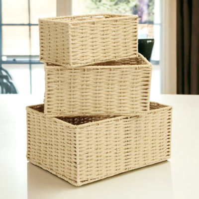 Woven Rope Rectangular Basket 3 PC Set