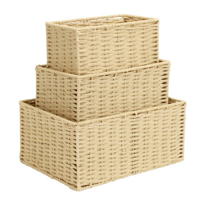 Woven Rope Rectangular Basket 3 PC Set