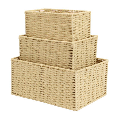 Woven Rope Rectangular Basket 3 PC Set