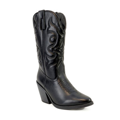 Yoki Womens Gilard Stacked Heel Cowboy Boots