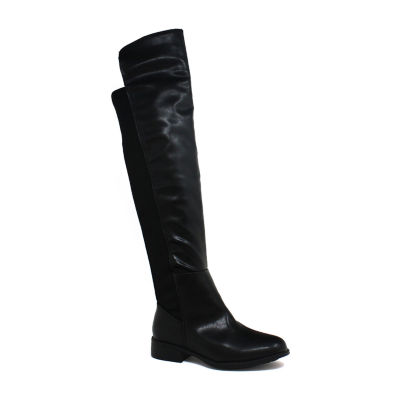 Yoki Womens Erin-12 Flat Heel Over the Knee Boots