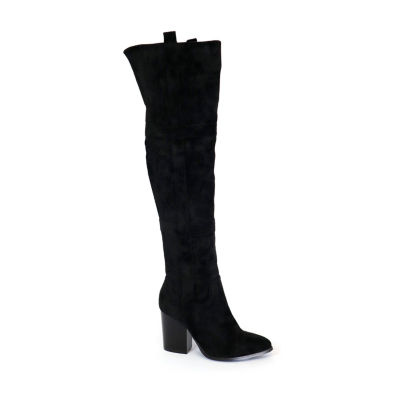 Yoki Womens Spade-30 Stacked Heel Over the Knee Boots