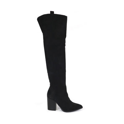 Yoki Womens Spade-30 Stacked Heel Over the Knee Boots
