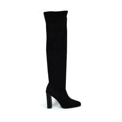 Yoki Womens Quincy Stacked Heel Over the Knee Boots