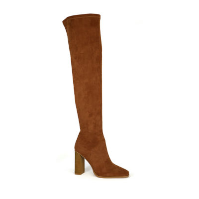 Yoki Womens Quincy Stacked Heel Over the Knee Boots