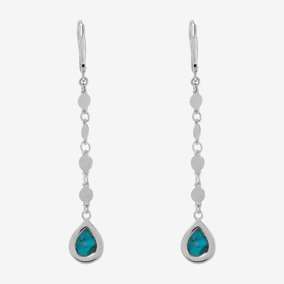 Enhanced Blue Turquoise Sterling Silver Drop Earrings