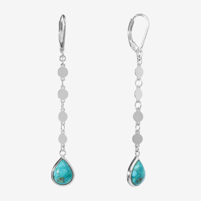 Enhanced Blue Turquoise Sterling Silver Drop Earrings