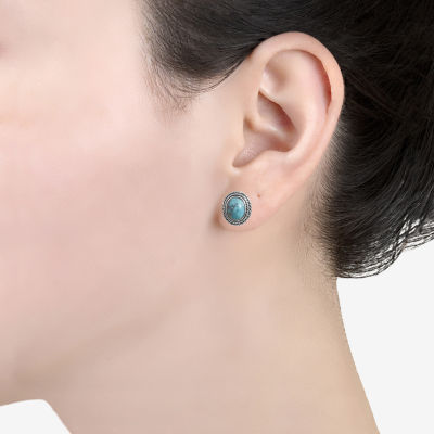 Enhanced Blue Turquoise Sterling Silver 14.2mm Stud Earrings