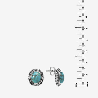 Enhanced Blue Turquoise Sterling Silver 14.2mm Stud Earrings