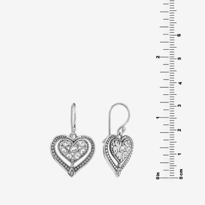 Sterling Silver Heart Drop Earrings