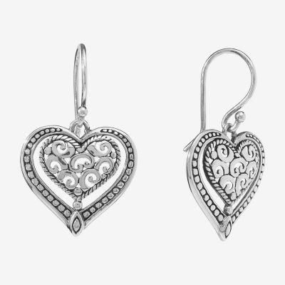 Sterling Silver Heart Drop Earrings