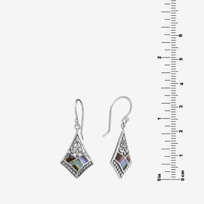 Genuine Multi Color Abalone Sterling Silver Drop Earrings