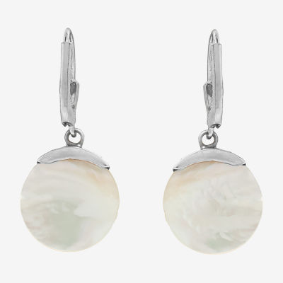 Genuine White Mother Of Pearl Sterling Silver Drop Earrings