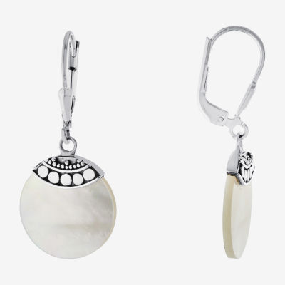 Genuine White Mother Of Pearl Sterling Silver Drop Earrings