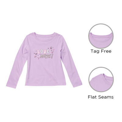 Thereabouts Little & Big Girls Adaptive Round Neck Long Sleeve Graphic T-Shirt