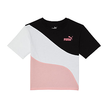 Color: Sleeve PUMA JCPenney Girls - T-Shirt, Black Big Neck Short Graphic Crew