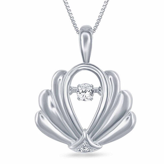 Enchanted by Disney Diamond Accent Sterling Silver "Ariel" Shell Pendant Necklace