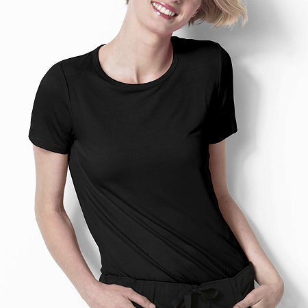 Wink Knits And Layers Silky Knit Womens Plus Crew Neck Short Sleeve Tag Free Scrub Tops