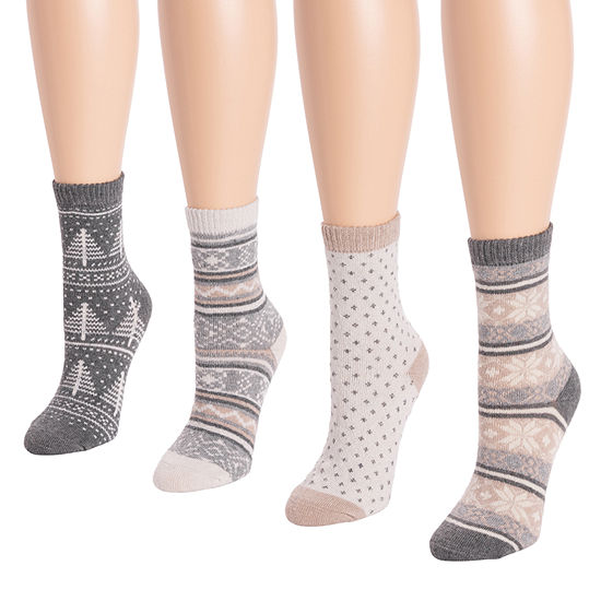 Muk Luks Holiday 4 Pair Boot Socks Womens
