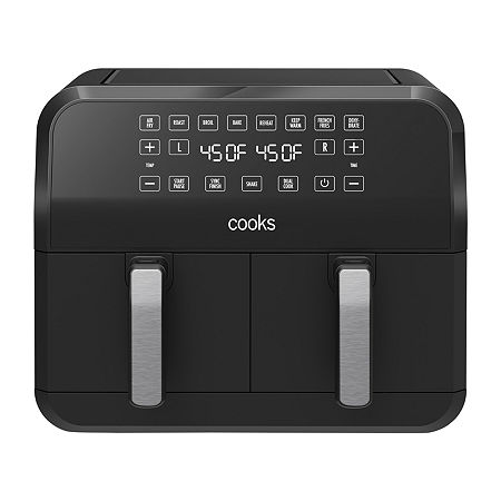 Cooks Dual-Basket Air Fryer 8 Quart Touchscreen, One Size, Black