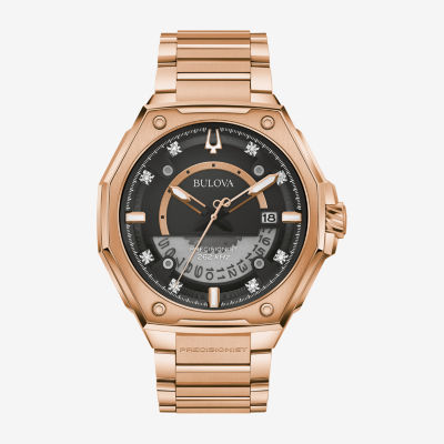 Bulova Precisionist X Mens Diamond Accent Rose Goldtone Stainless Steel