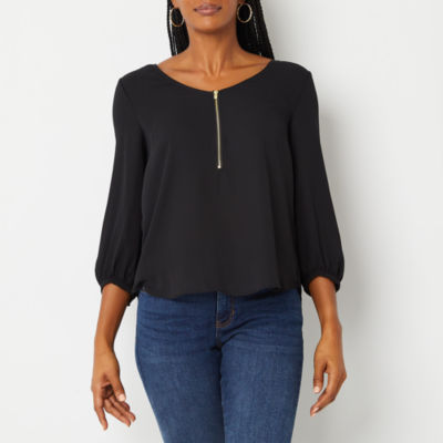 Bold Elements Womens V Neck 3/4 Sleeve Blouse JCPenney