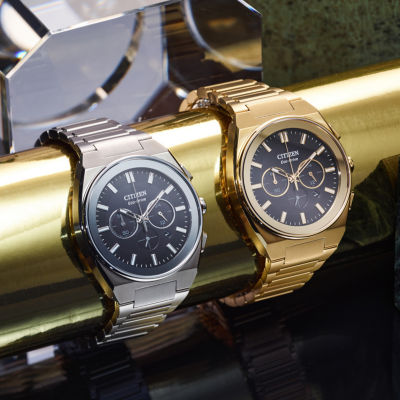 Citizen Modern Axiom Mens Chronograph Gold Tone Stainless Steel Bracelet Watch Ca4582-54e