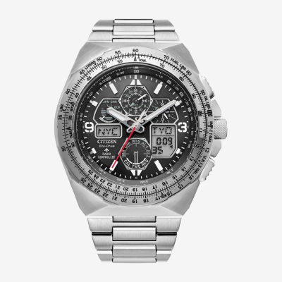Citizen Promaster Air Mens Chronograph Atomic Time Silver Tone Stainless Steel Bracelet Watch Jy8120-58e