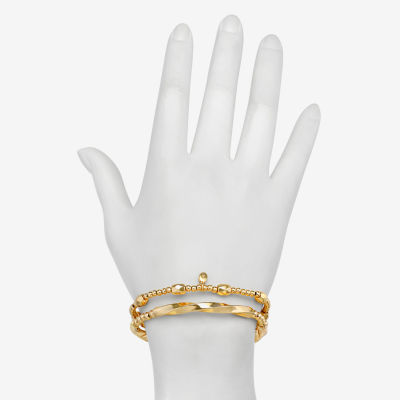 Bijoux Bar Delicates Gold Tone Round Stretch Bracelet