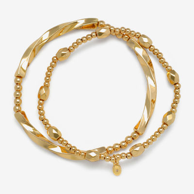 Bijoux Bar Delicates Gold Tone Round Stretch Bracelet