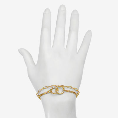 Bijoux Bar Delicates Gold Tone Link Round Chain Bracelet
