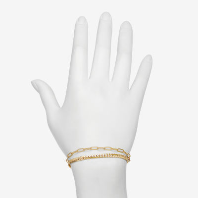 Bijoux Bar Delicates Gold Tone Link Round Chain Bracelet