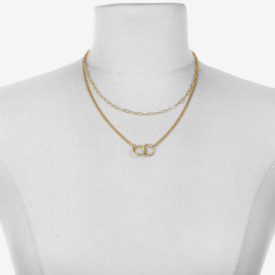 Bijoux Bar Delicates Gold Tone 16 Inch Link Round Strand Necklace