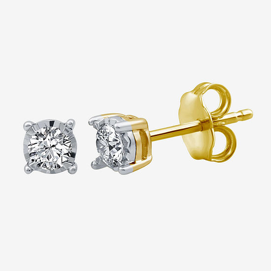 1/3 CT. T.W. Mined White Diamond 14K Gold Over Silver 6mm Round Stud Earrings