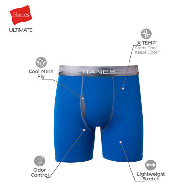 Hanes Ultimate Sport X-temp Ultra Lightweight Boxer Brief 4-pack in Blue  for Men
