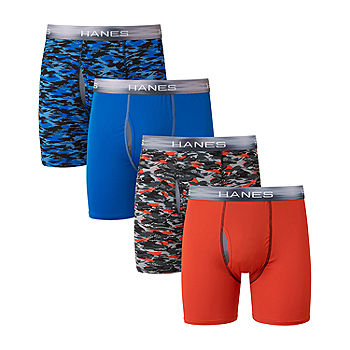 Hanes Men's 4 Pack Premium X-Temp Cotton Long Boxer Brief Underwear