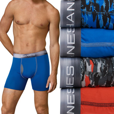 Hanes Sport Total Support Pouch Men's Boxer Brief Underwear, X-Temp,  Red/Black, 4-Pack