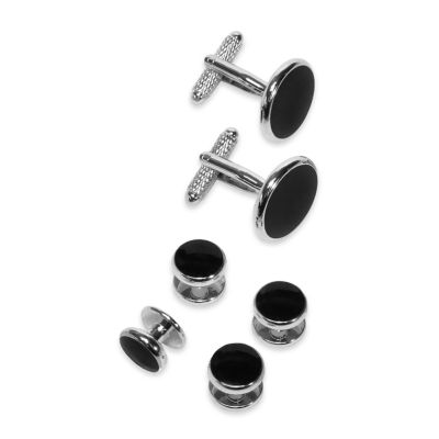 J. Ferrar Blk Enamel Stud Set 2-pc. Cufflink Set