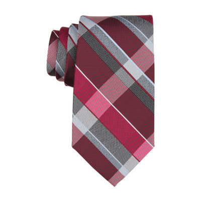 Stafford Extra Long Plaid Tie, Color: Red - JCPenney