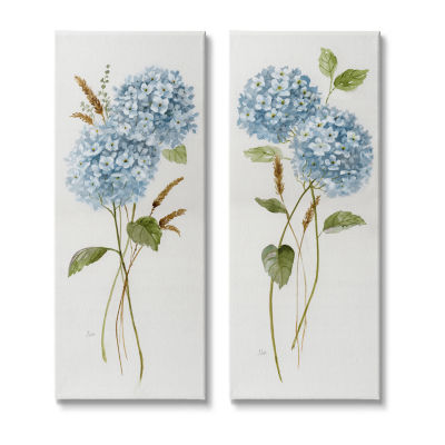 Blue Hydrangea Long Stem Florals 2-pc. Wall Art Sets