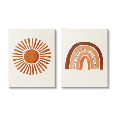 Stupell Industries Orange Sun Patterned Rainbow 2-pc. Wall Art Sets